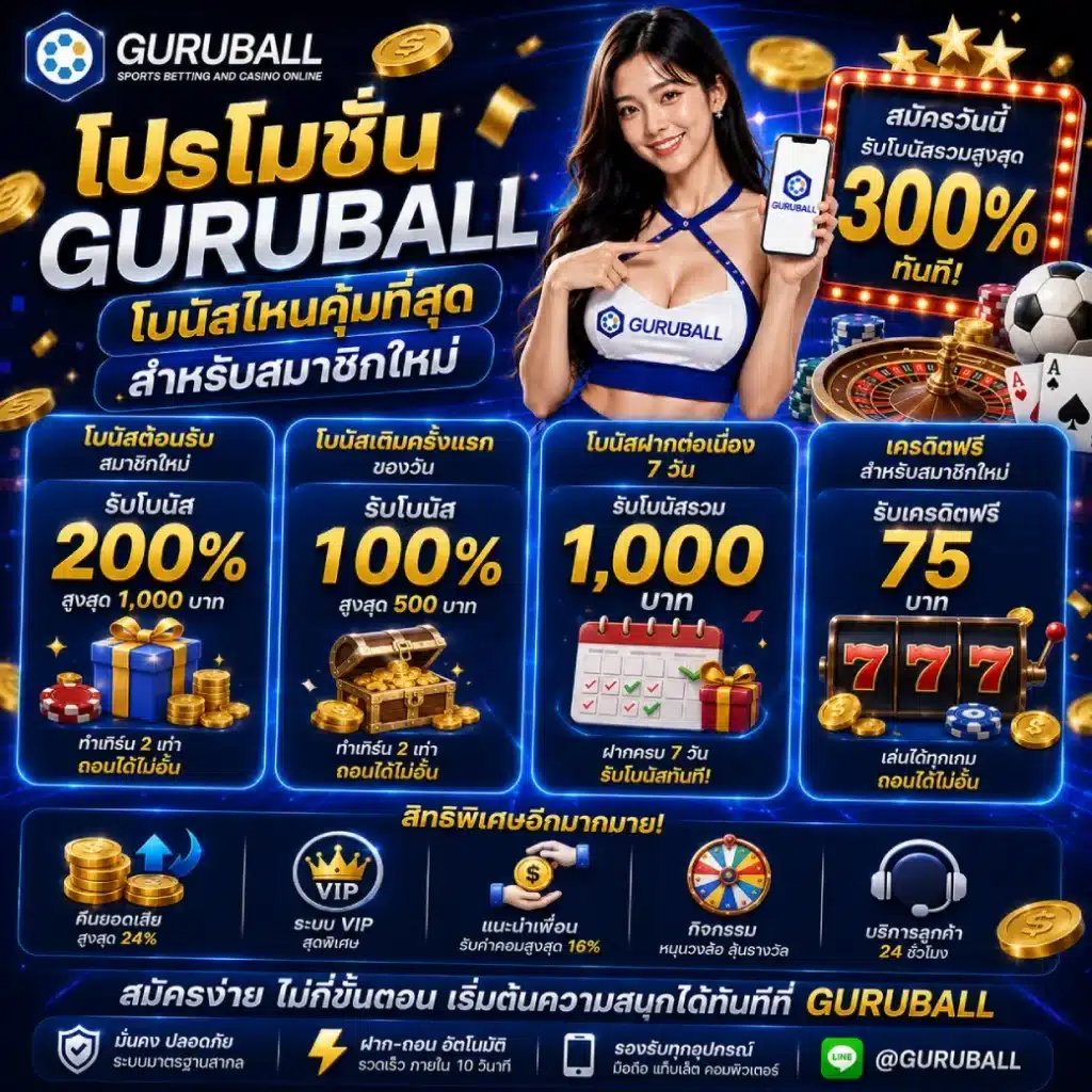 โปรโมชั่น GURUBALL โบนัสไหนคุ้มที่สุดสำหรับสมาชิกใหม่